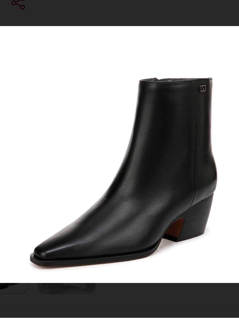 Black Leather Ankle Boot with Block Heel